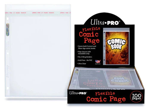 Ultra Pro 3-Hole Flexible Current and Silver Age Size Comic Pages - Bundle of 10 Sheets